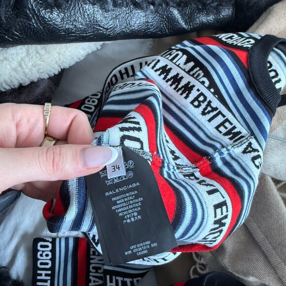 Balenciaga Knit Sweater Miniskirt Coords Multicolor Logo Striped Web Set 2 PC - Picture 4 of 12